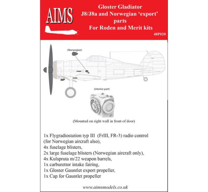Gloster Gladiator J8 and Norwegian export AIMS 48P020
