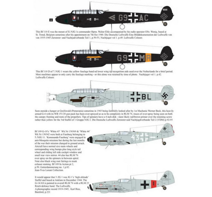 Монотонний Messerschmitt Bf-110D/E/109G 1/32