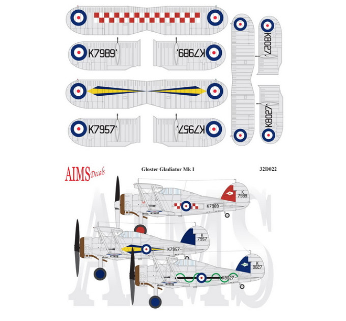Декаль Gloster Gladiator Mk 1 1/32 AIMS 32D022