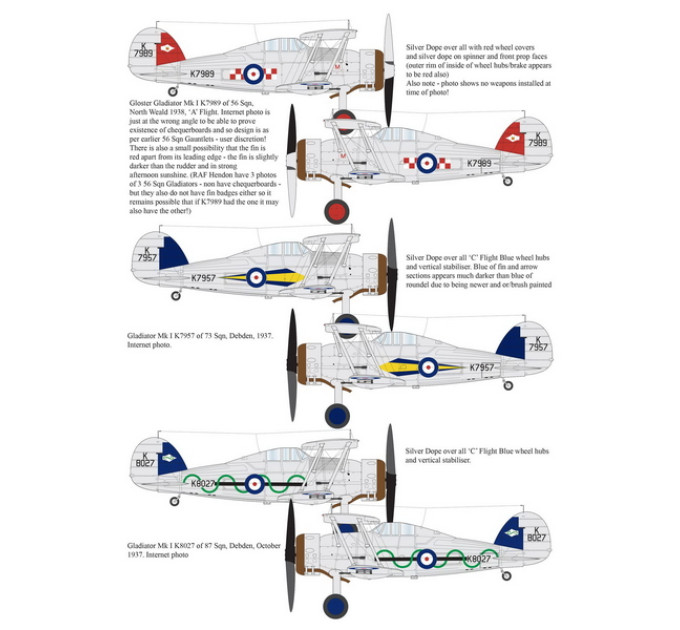 Декаль Gloster Gladiator Mk 1 1/32 AIMS 32D022