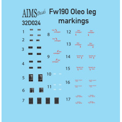 Декаль Fw 190 маркування стійок 1/32 AIMS 32D024