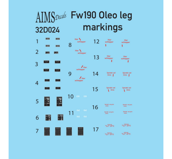 Декаль Fw 190 маркування стійок 1/32 AIMS 32D024