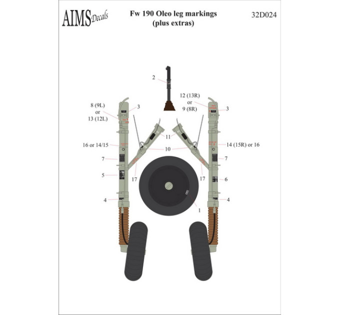 Декаль Fw 190 маркування стійок 1/32 AIMS 32D024