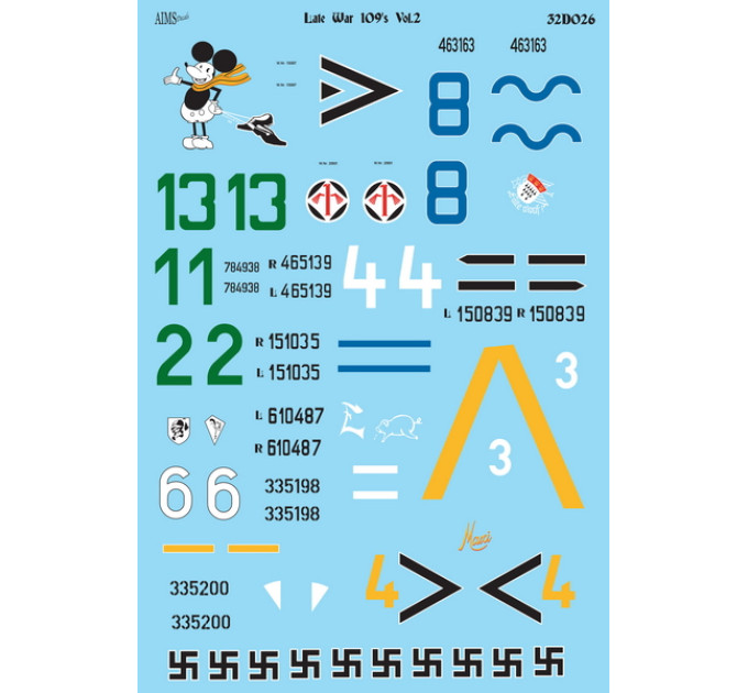 Декаль Bf 109 кінця війни 1/32 частина 2, AIMS 32D026