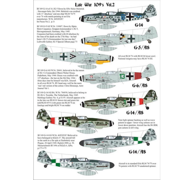 Декаль Bf 109 кінця війни 1/32 частина 2, AIMS 32D026