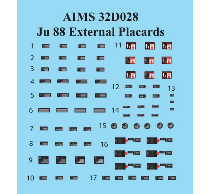 Декаль Ju 88 таблічки 1/32 AIMS 32D028