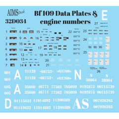 Декаль Bf 109 технічні таблички 1/32 AIMS 32D034
