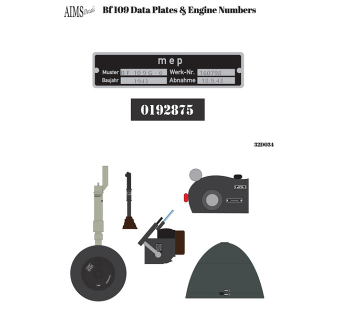 Декаль Bf 109 технічні таблички 1/32 AIMS 32D034