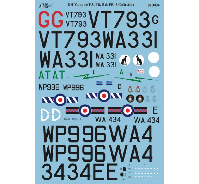Декаль DH Vampire 1/32 AIMS 32D036
