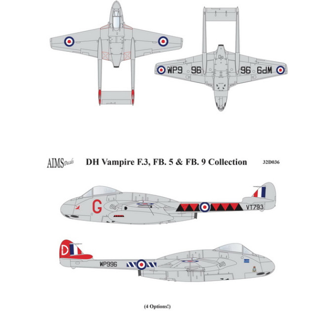 Декаль DH Vampire 1/32 AIMS 32D036