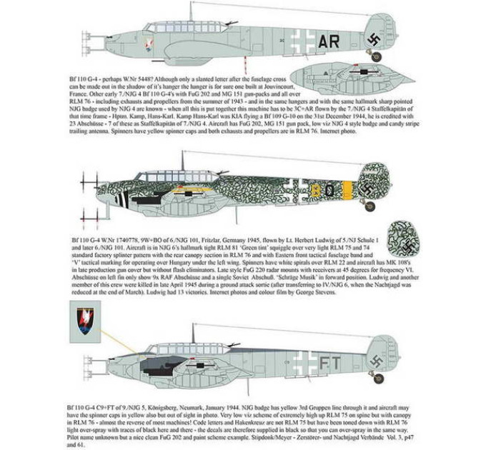 Декаль Bf 110 G-4 1/32 AIMS 32D037