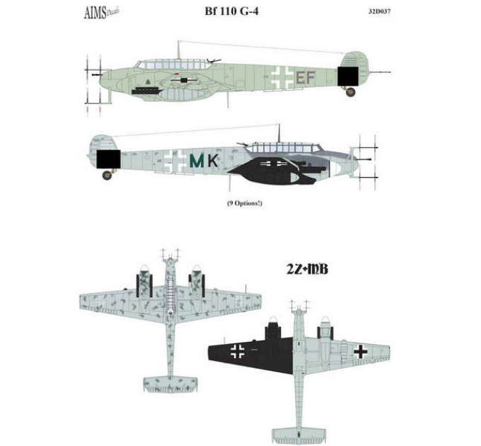 Декаль Bf 110 G-4 1/32 AIMS 32D037