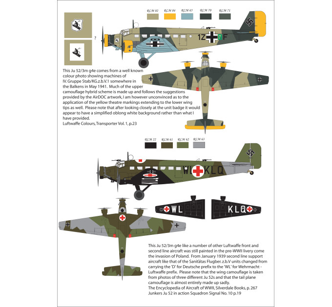 Декаль до Ju-52 3m 1/48 AIMS 48D008