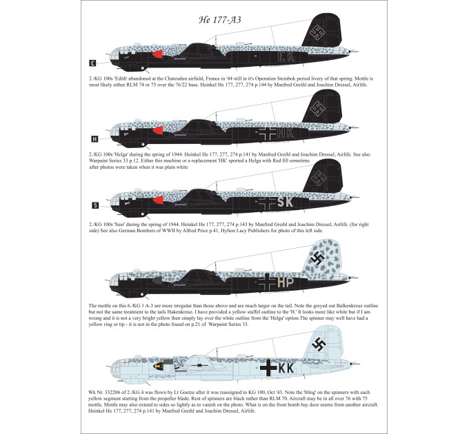 Декаль до He 177 A-3 та A-5 1/48 AIMS 48D009
