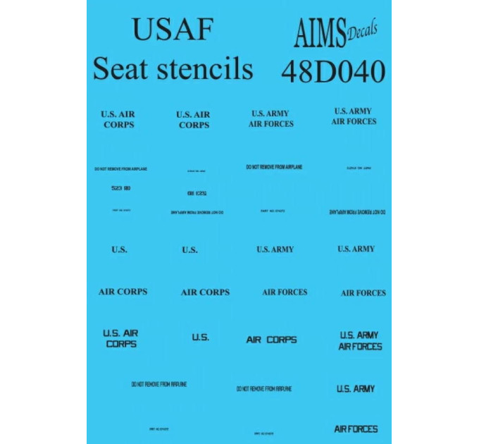 Трафарети сидінь ВПС США AIMS 48D040