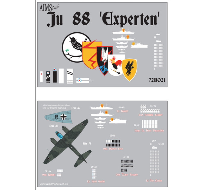 Декаль Ju-88 Experten 1/72 AIMS 72D021