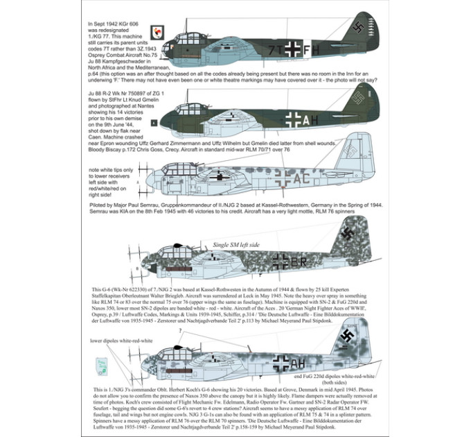 Декаль Ju-88 Experten 1/72 AIMS 72D021