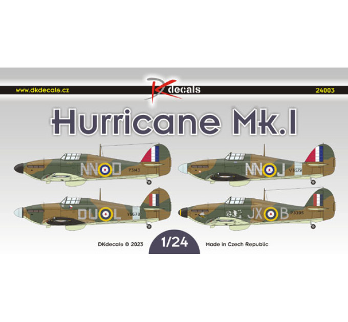 Декаль Hurricane Mk.I 1/24 DKdecals DK24003