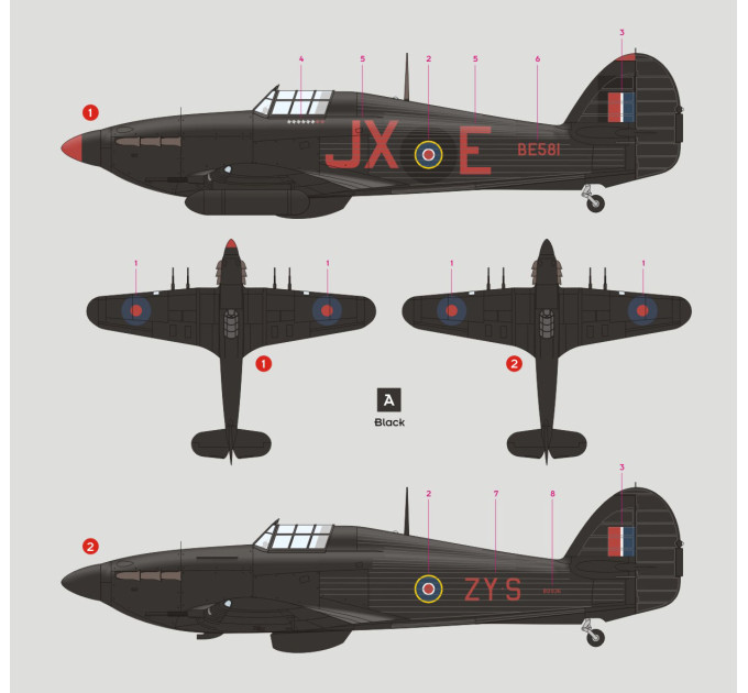 Декаль Hurricane Mk.IIc 1/24 DKdecals DK24004