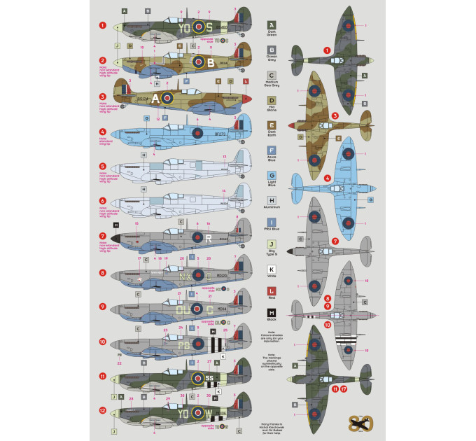 Декаль Spitfire Mk.VI/Mk.VII/Mk.IX 1/32 DKdecals DK32005