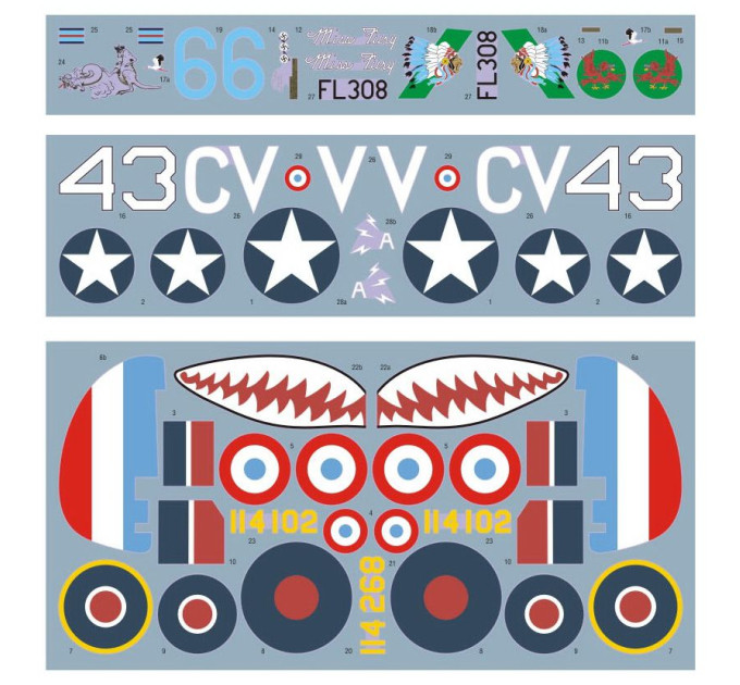 Декаль P-40F Warhawk/Kittyhawk Mk.IIA 1/32 DKdecals DK32008