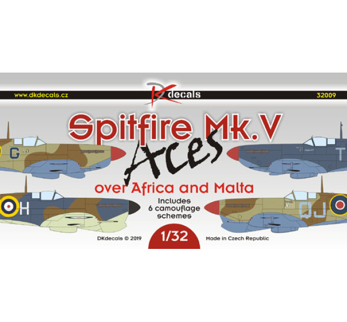 Декаль Spitfire Mk.V Aces Africa/Malta 1/32 DKdecals DK32009