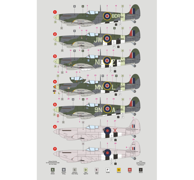 Декаль Spitfire Mk.IX 2nd TAF 1944 1/32 DKdecals DK32016
