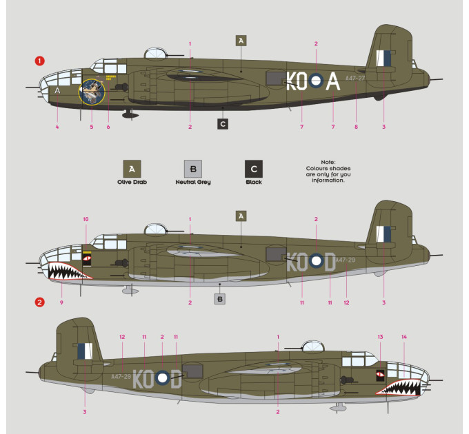 Декаль B-25J Mitchell на службі в RAAF 1/32 DKdecals DK32019