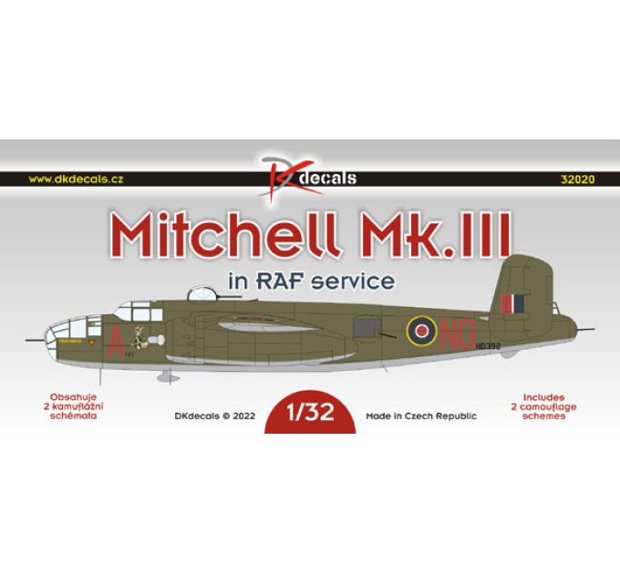 Декаль B-25J Mitchell на службі у RAF 1/32 DKdecals DK32020