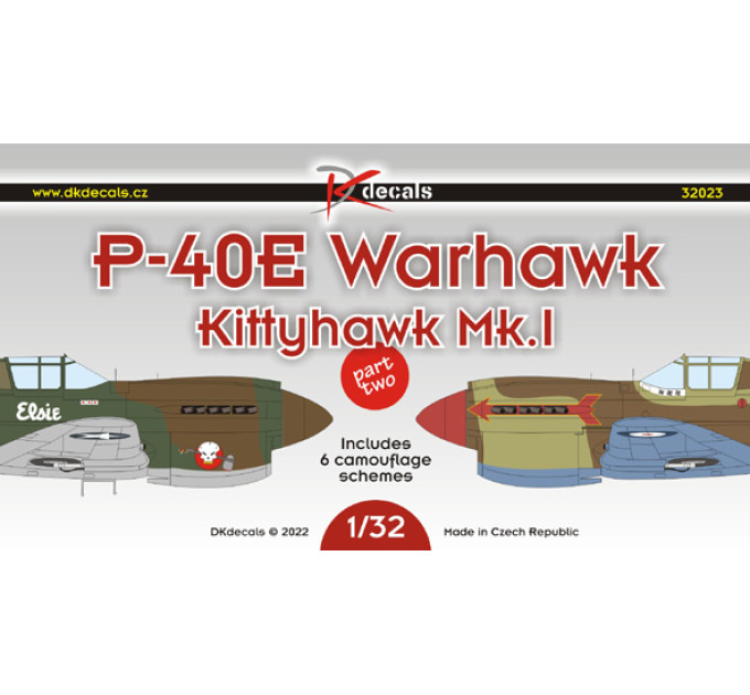 Декаль P-40E/Kittyhawk Mk.I P.II 1/32 DKdecals DK32023
