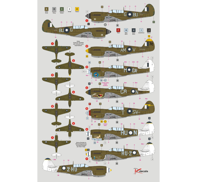Декаль P-40N на службі в RAAF 1/32 DKdecals DK32024