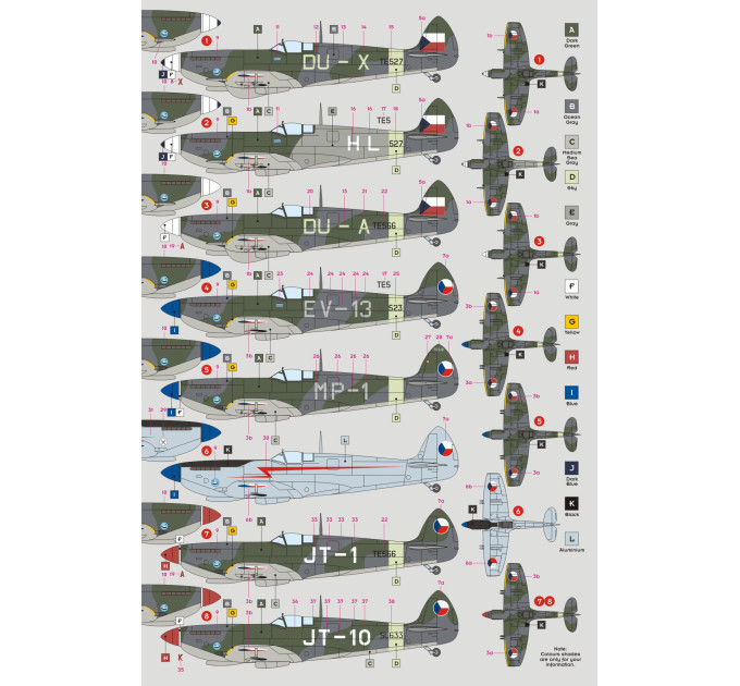 Декаль Spitfire LF Mk.IXE післявоєнний CZ AF (312. peruť/2. LD 1/32 DKdecals DK32032