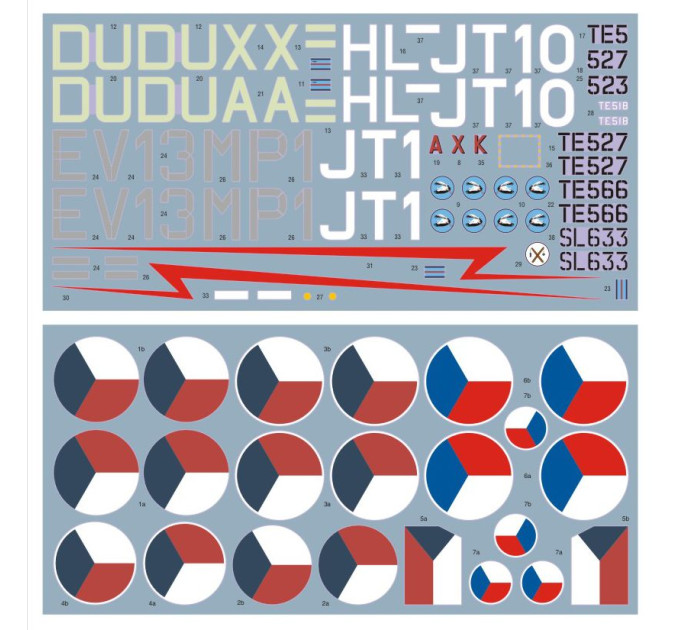Декаль Spitfire LF Mk.IXE післявоєнний CZ AF (312. peruť/2. LD 1/32 DKdecals DK32032