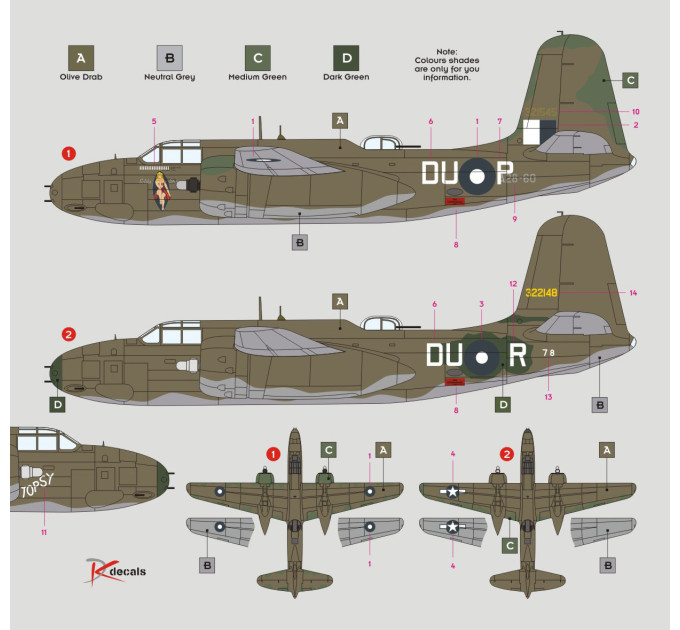Декаль A-20G RAAF 1/32 DKdecals DK32034