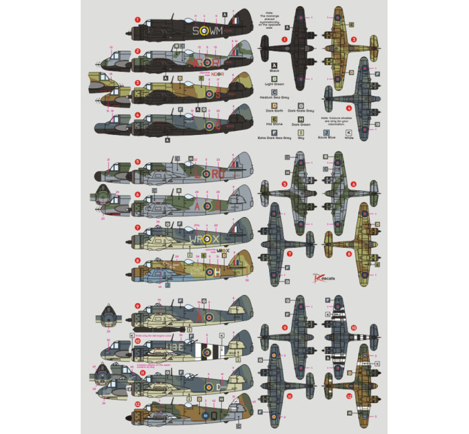 Декаль Beaufighter RAF, SAAF 1/48 DKdecals DK48010
