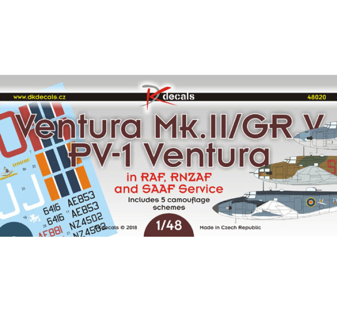 Декаль Ventura RAF, SAAF, RNZAF 1/48 DKdecals DK48020