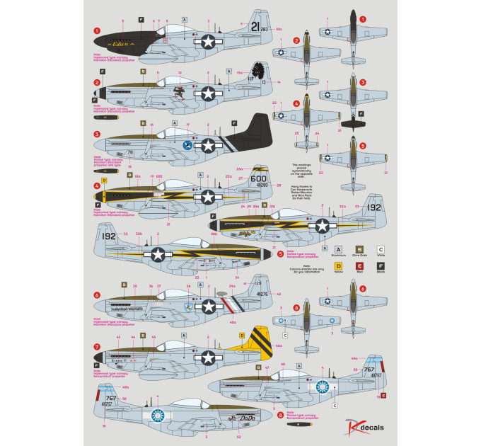 Декаль P-51D/K Mustang 14th AF 1/48 DKdecals DK48026