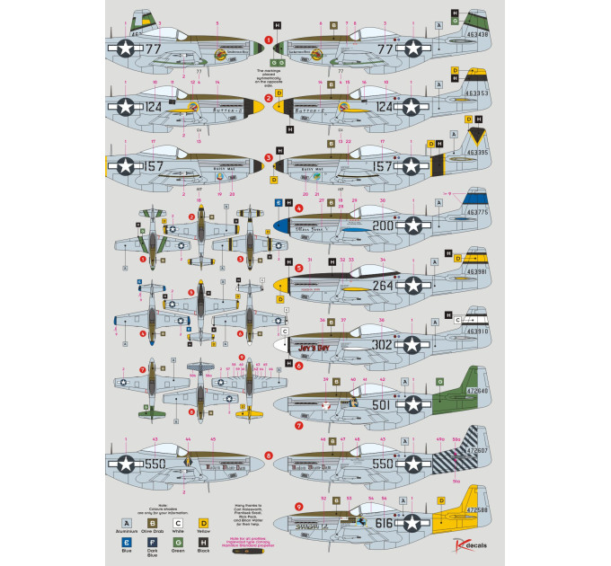 Декаль P-51D Mustang Iwo Jima 1/48 DKdecals DK48029