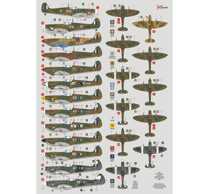 Декаль SEAC Spitfires 1/48 DKdecals DK48030