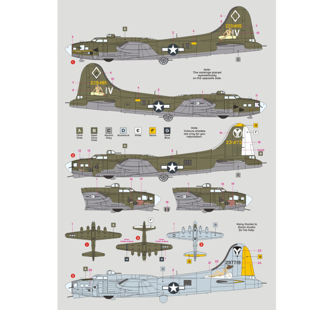 Декаль B-17F/G "Літаюча фортеця" 15-го AF 1/48 DKdecals DK48037