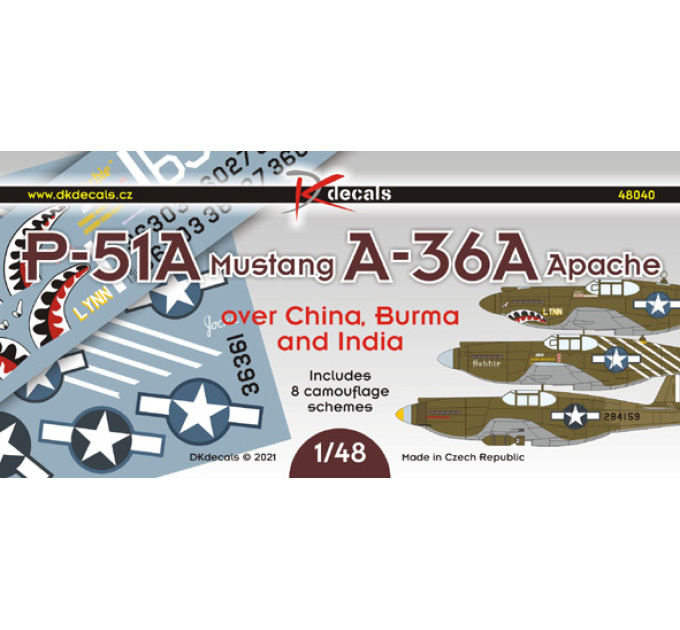 Декаль A-36/P-51A Mustang CBI 1/48 DKdecals DK48040