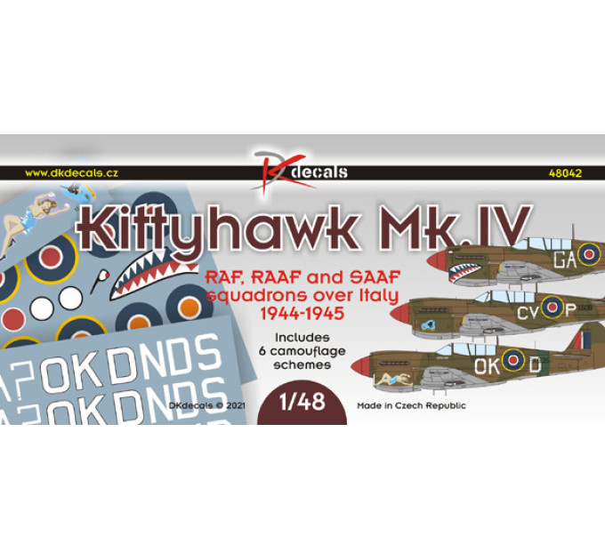 Декаль Kittyhawk Mk.IV над Італією 1/48 DKdecals DK48042