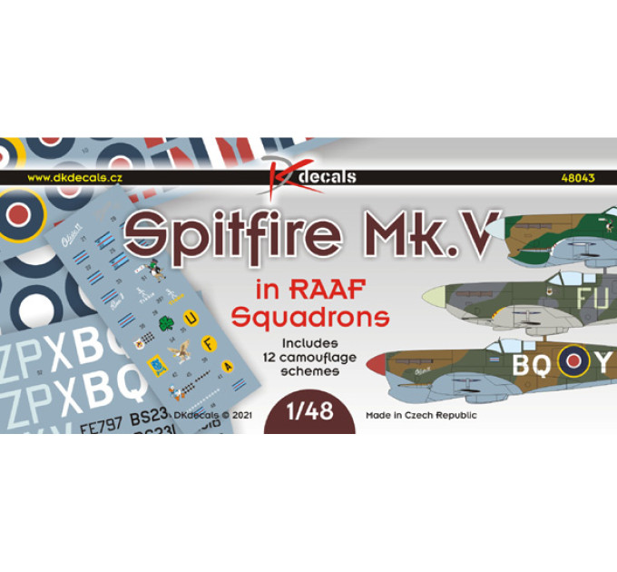 Декаль Spitfire Mk.V в ескадрильях RAAF 1/48 DKdecals DK48043