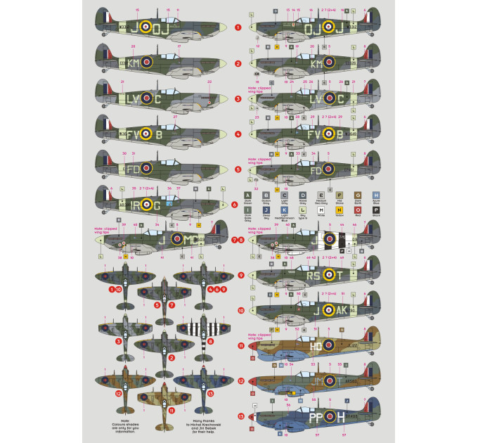 Декаль Spitfire Mk.V командирів крил 1/48 DKdecals DK48045
