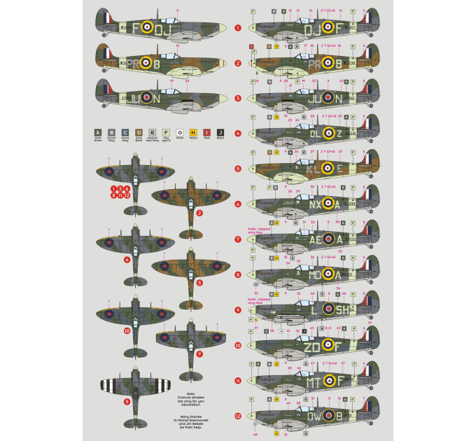 Декаль Spitfire Mk.V лідерів ескадрилій 1/48 DKdecals DK48046