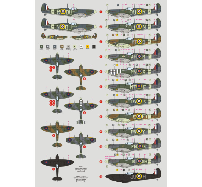 Декаль Spitfire Mk.V Aces 1/48 DKdecals DK48047