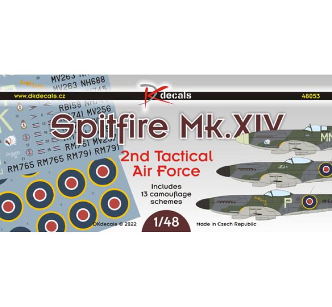 Декаль Spitfire Mk.XIV 2nd TAF 1/48 DKdecals DK48053