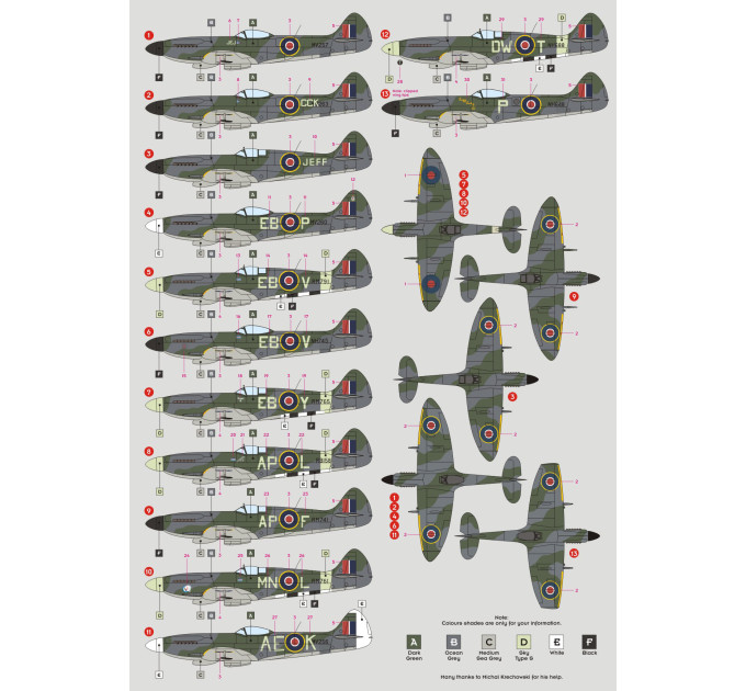 Декаль Spitfire Mk.XIV 2nd TAF 1/48 DKdecals DK48053