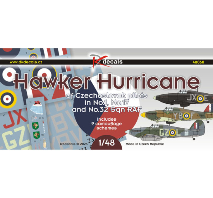 Декаль Hurricane No.1,17,32 Sqn 1/48 DKdecals DK48060