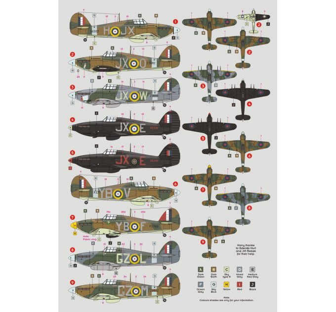 Декаль Hurricane No.1,17,32 Sqn 1/48 DKdecals DK48060